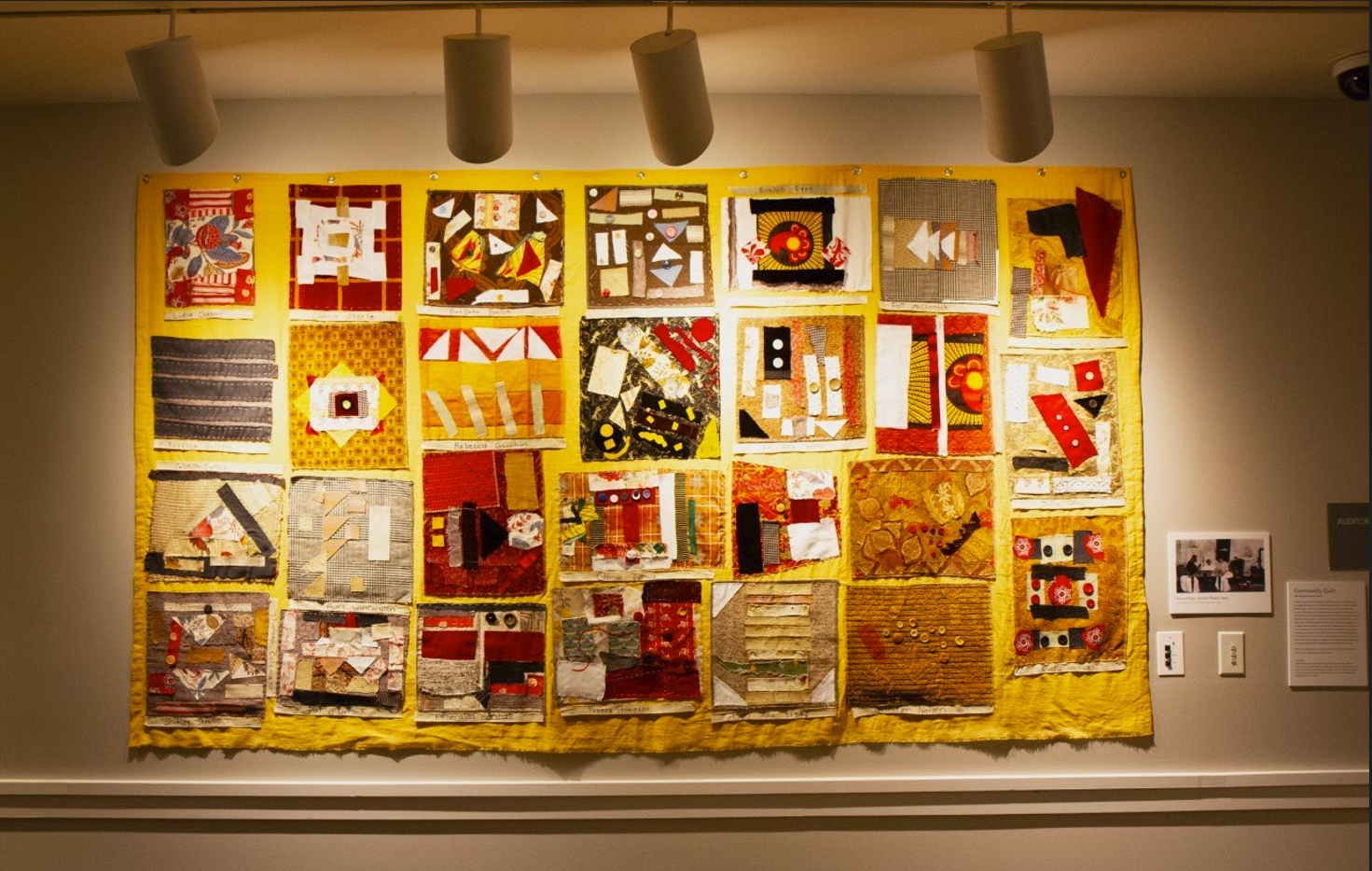 Community Quilt Washington Home Center When Iona opened its Congress Heights location in October 2020, we began planning our first collaborative project: a community quilt celebrating our new home. Starting in June 2021, wearing masks, socially distancing, and cautiously working together in the studio, we embarked on the project. We looked closely at Horace Pippin’s Domino Players, constructing a narrative, and finding connections to our own lives.